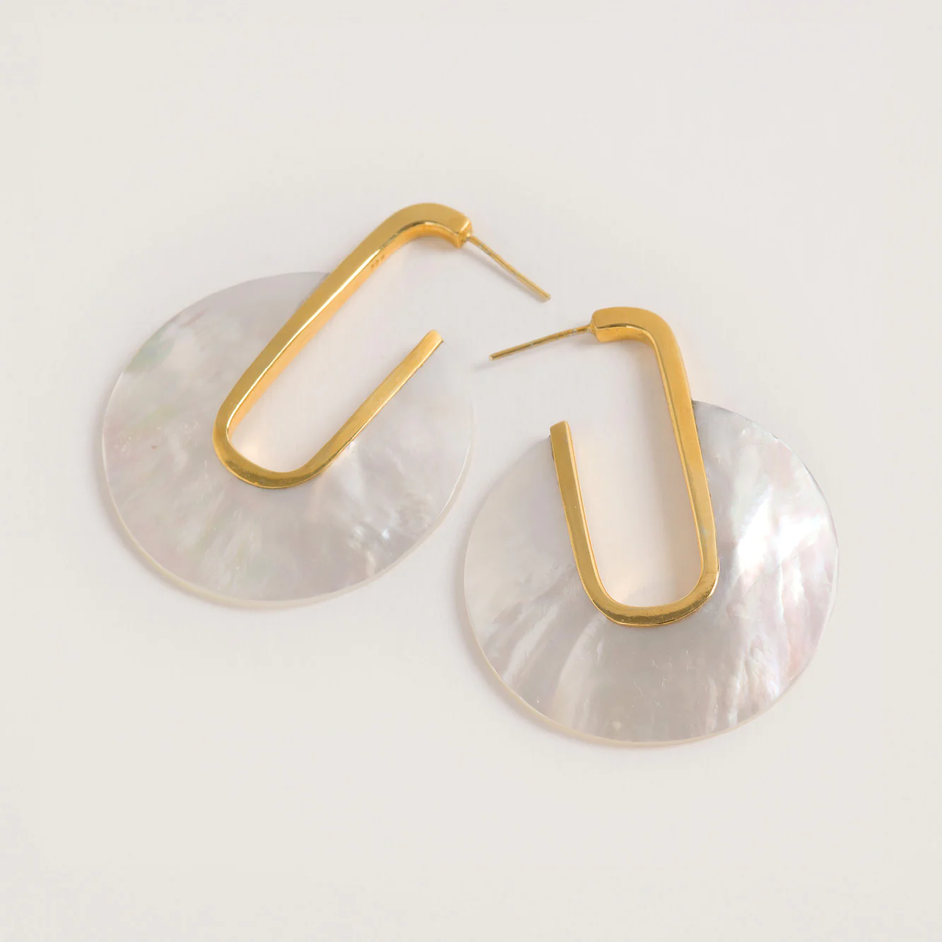 Warrioress Gold & Mother of Pearl Hoop Earrings, Freya Rose London