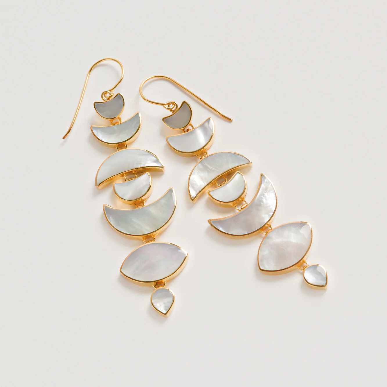 Warrioress Gold & Pearl Moon Drop Earrings