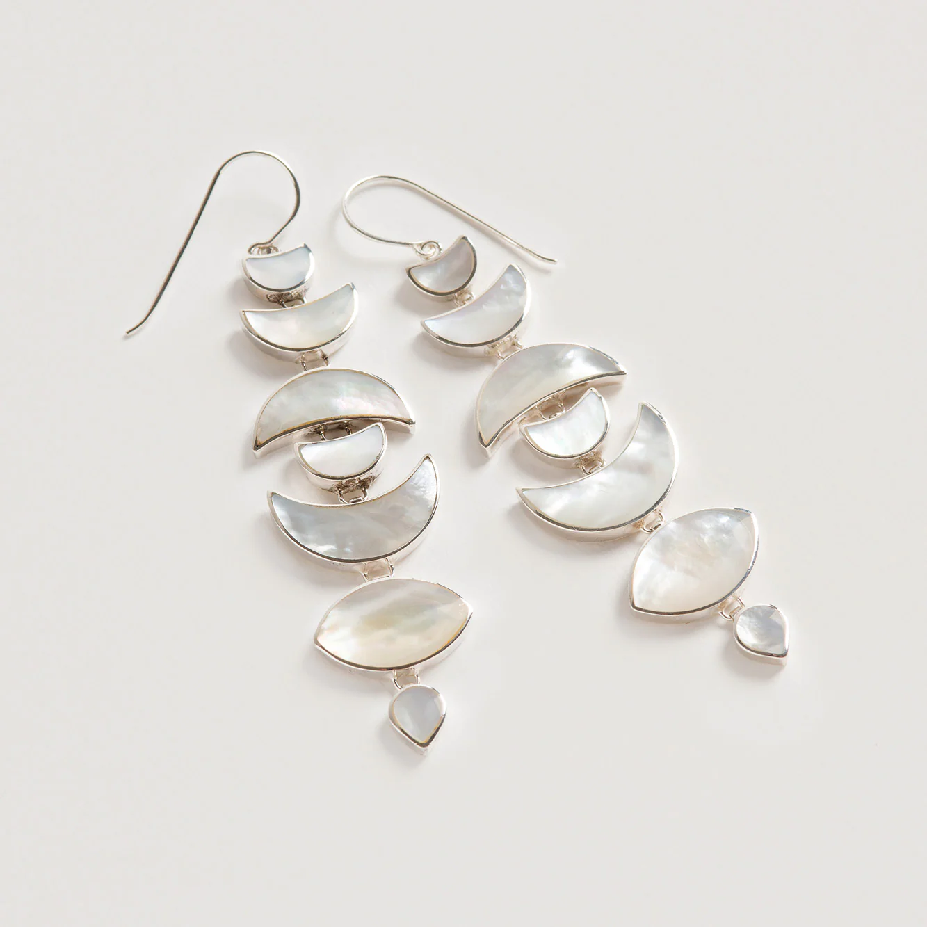 Warrioress Silver & Pearl Moon Drop Earrings, Freya Rose London