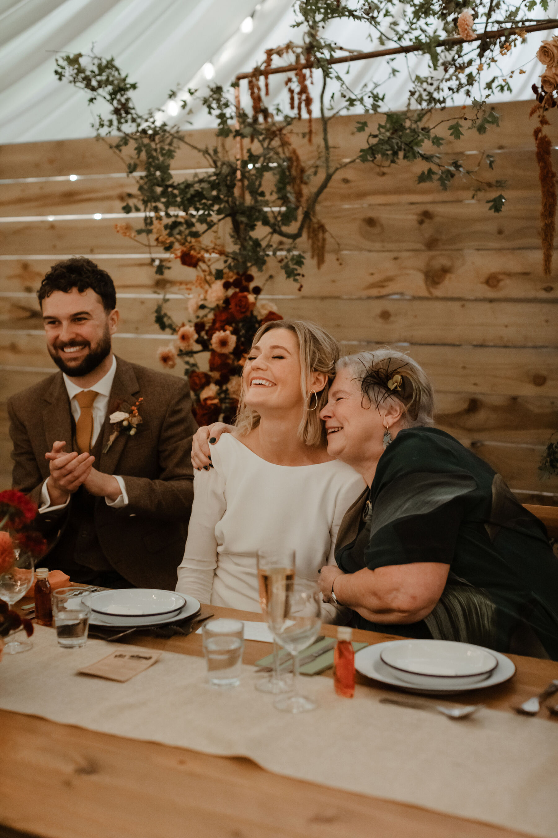 Nicola, Wearing Indiebride London, For Her Charming Rustic & Rural Autumn Wedding at The Cow Shed in Crail 45 148 Indiebride London wedding dress Cow Shed Crail Caro Weiss Photography