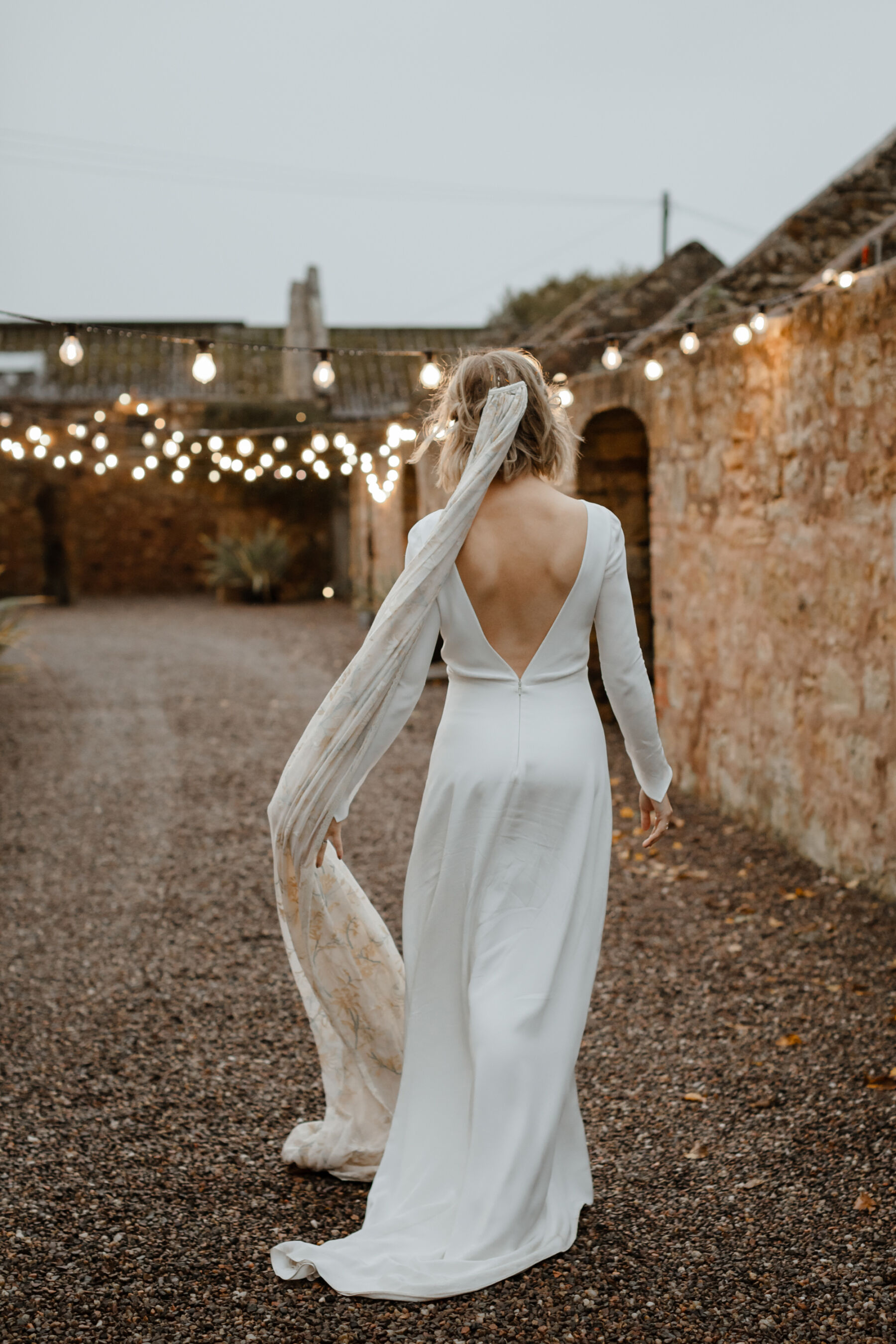167 Indiebride London wedding dress Cow Shed Crail Caro Weiss Photography