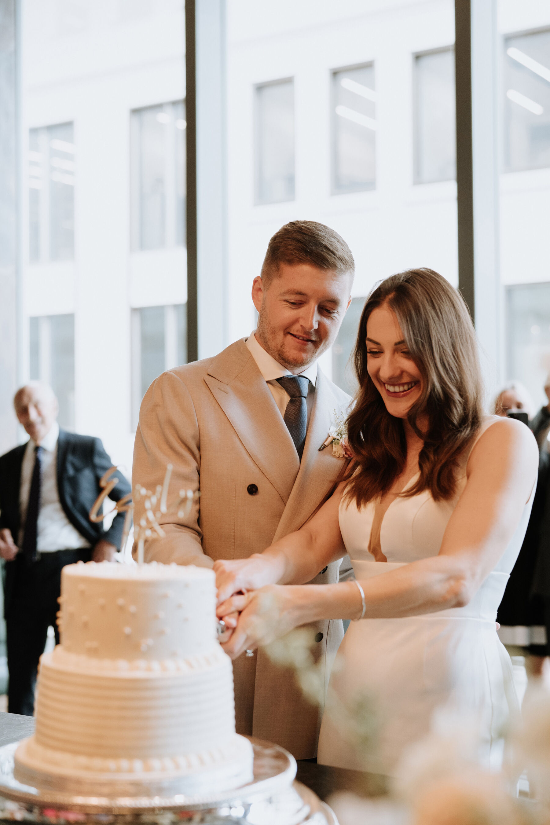 Emily in Eva Lendel for her Classy, Modern, City Wedding at Bread Street Kitchen in London 38 21 Eva Lendell wedding dress Georgina Harrison Photography