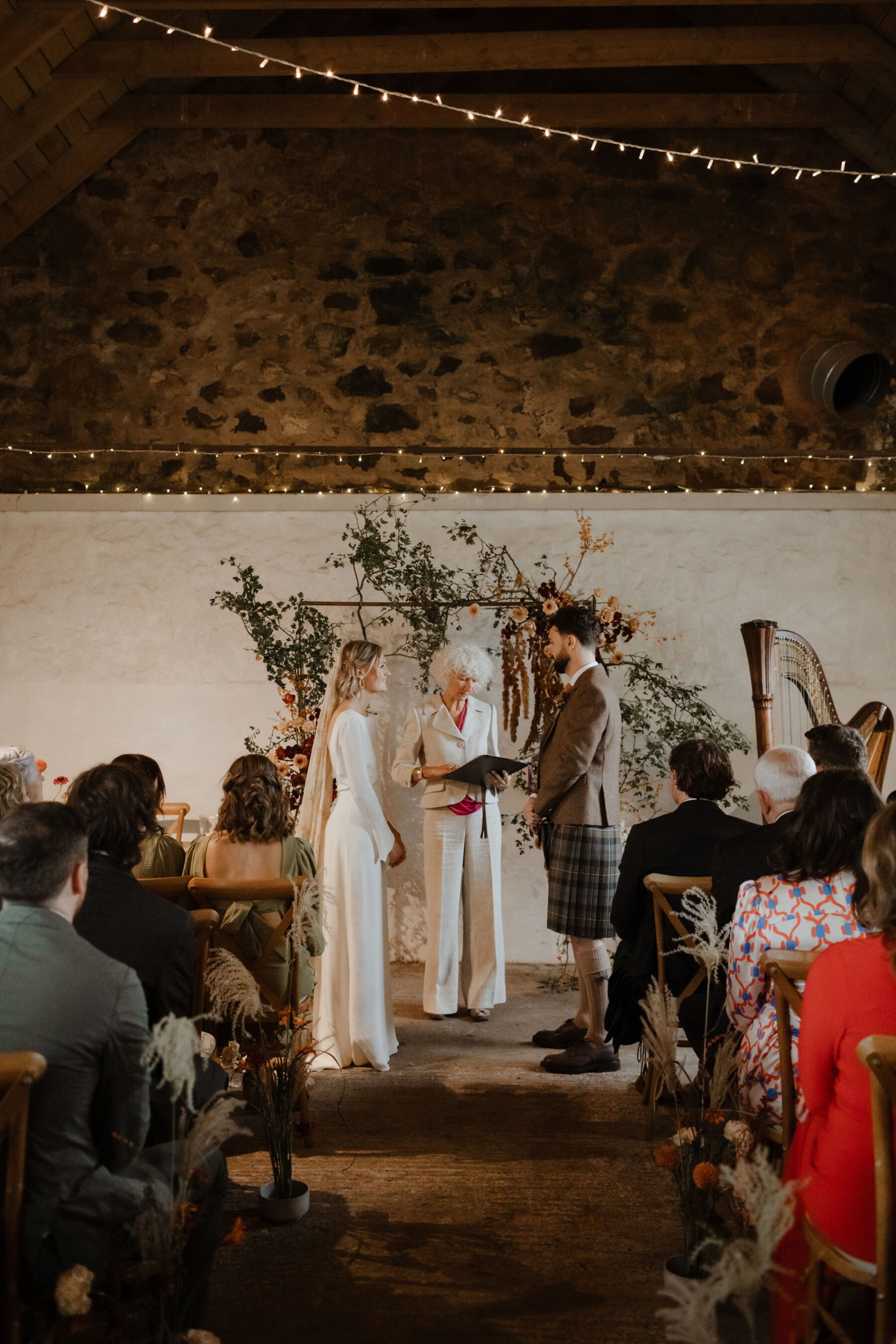Nicola, Wearing Indiebride London, For Her Charming Rustic & Rural Autumn Wedding at The Cow Shed in Crail 28 42 Indiebride London wedding dress Cow Shed Crail Caro Weiss Photography