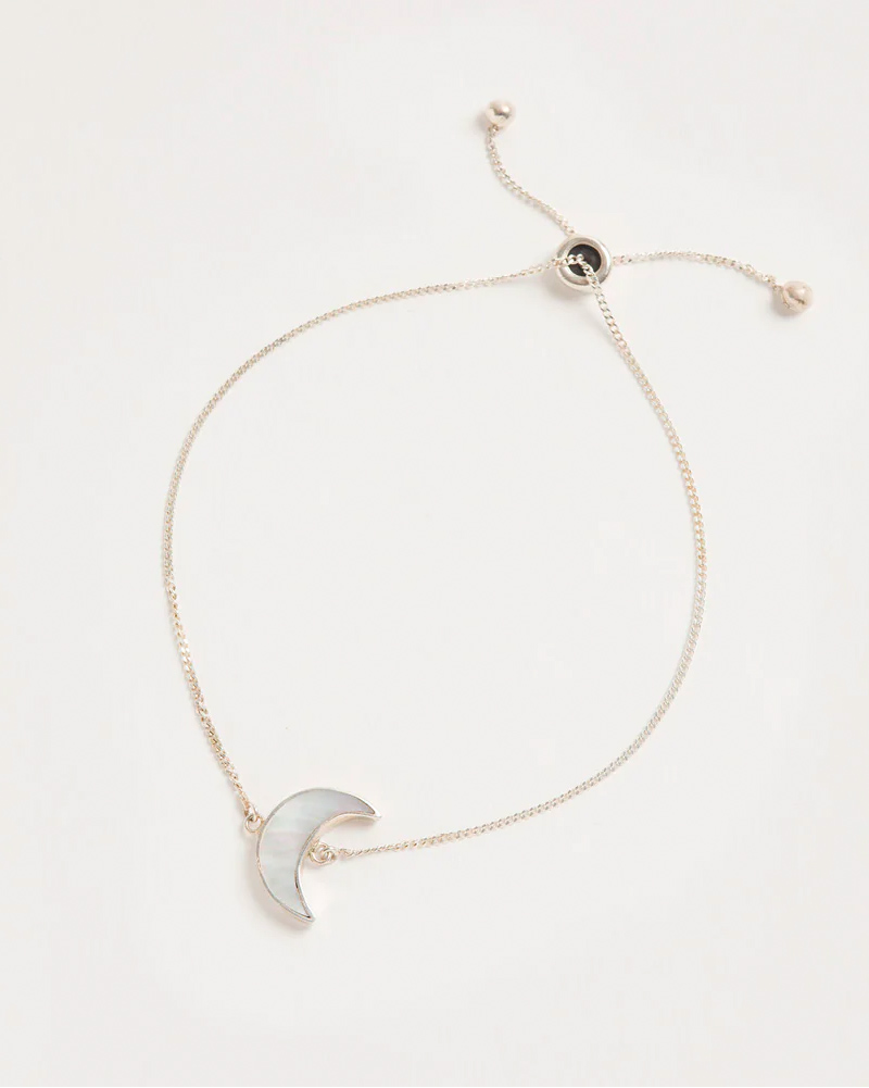 Adjustable Silver Moon Bracelet by Freya Rose London