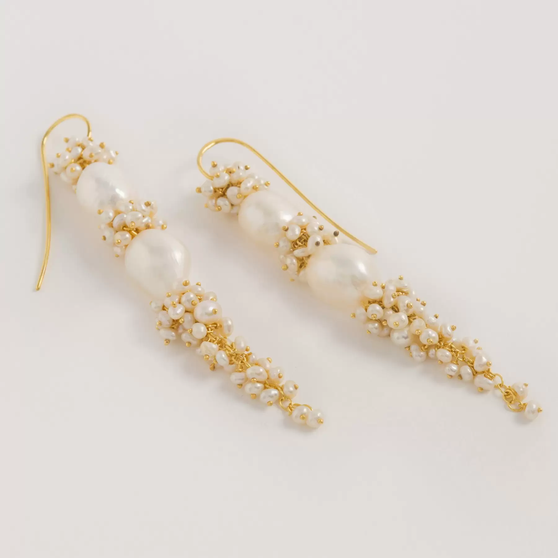 Baroque Pearl Long Drops Earrings Freya Rose London