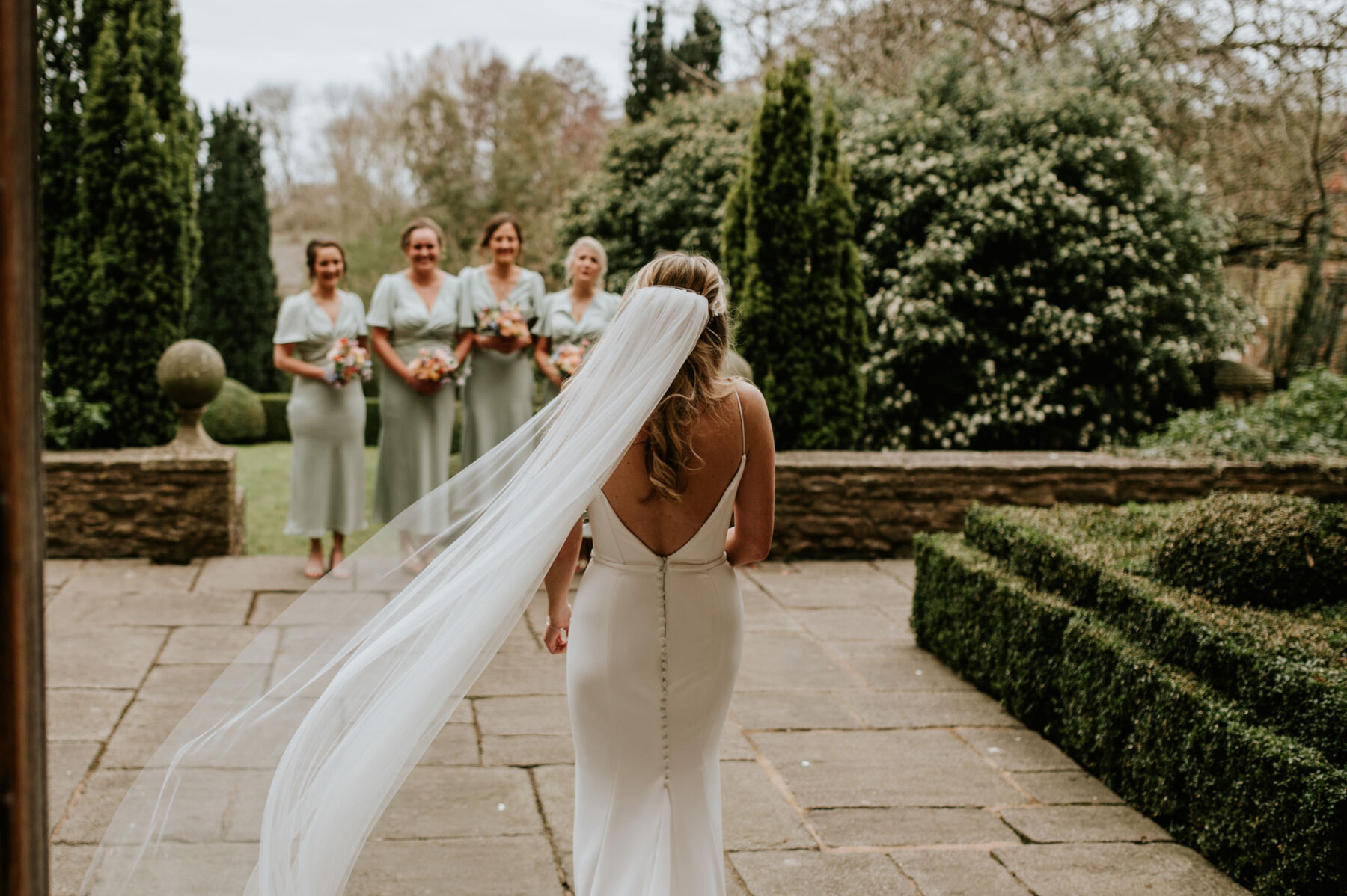 Bride at Dewsall Court, country house wedding venue in Herefordshire