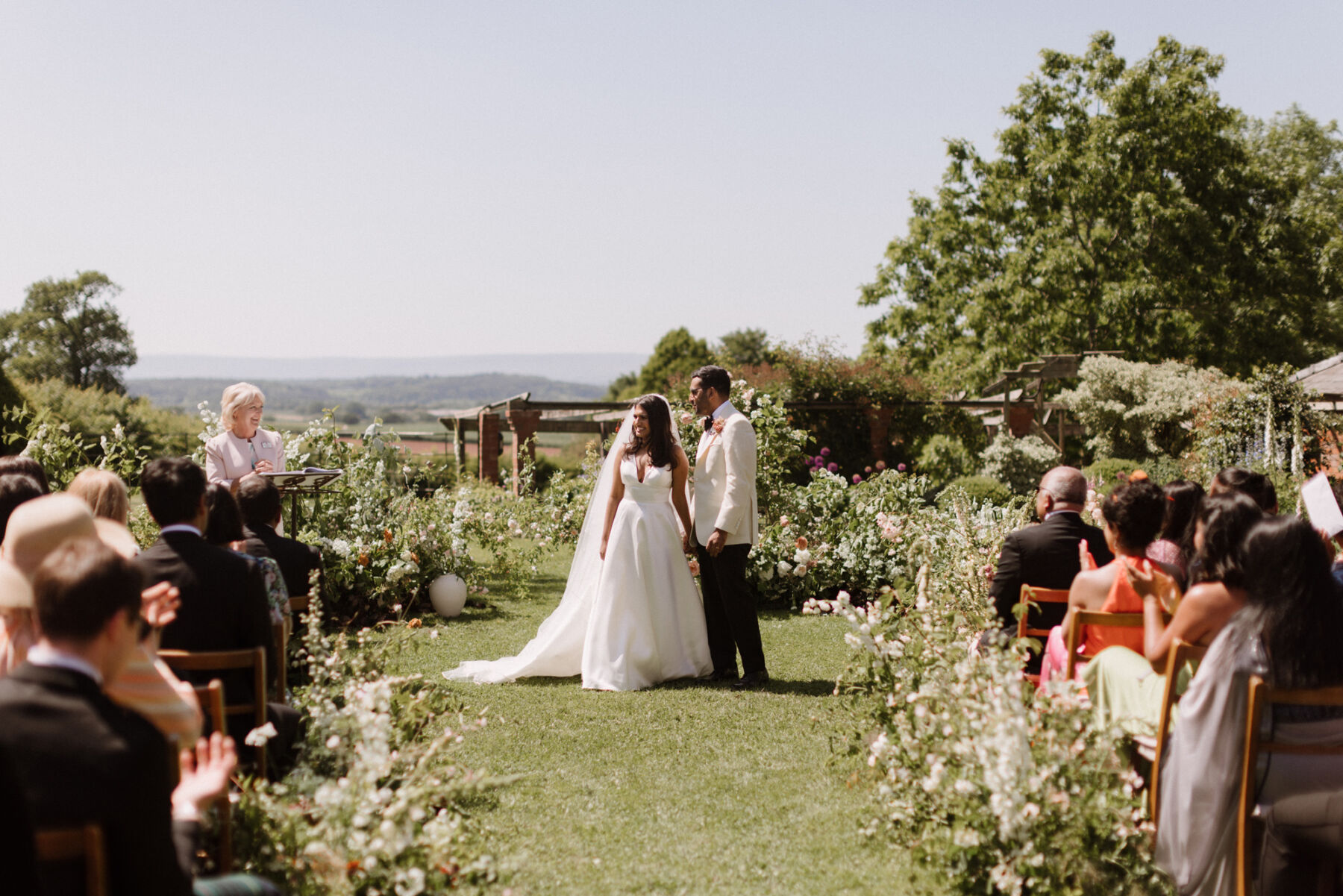 Outdoor wedding at Dewsall Court, country house wedding venue in Herefordshire
