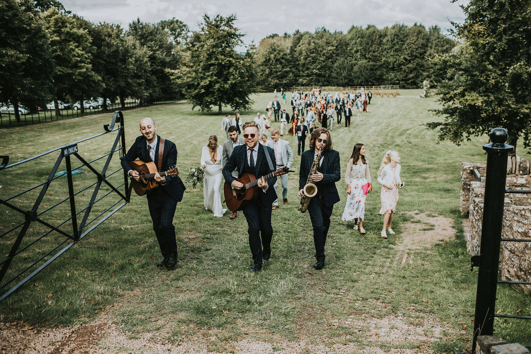 Brass band at Dewsall Court, country house wedding venue in Herefordshire