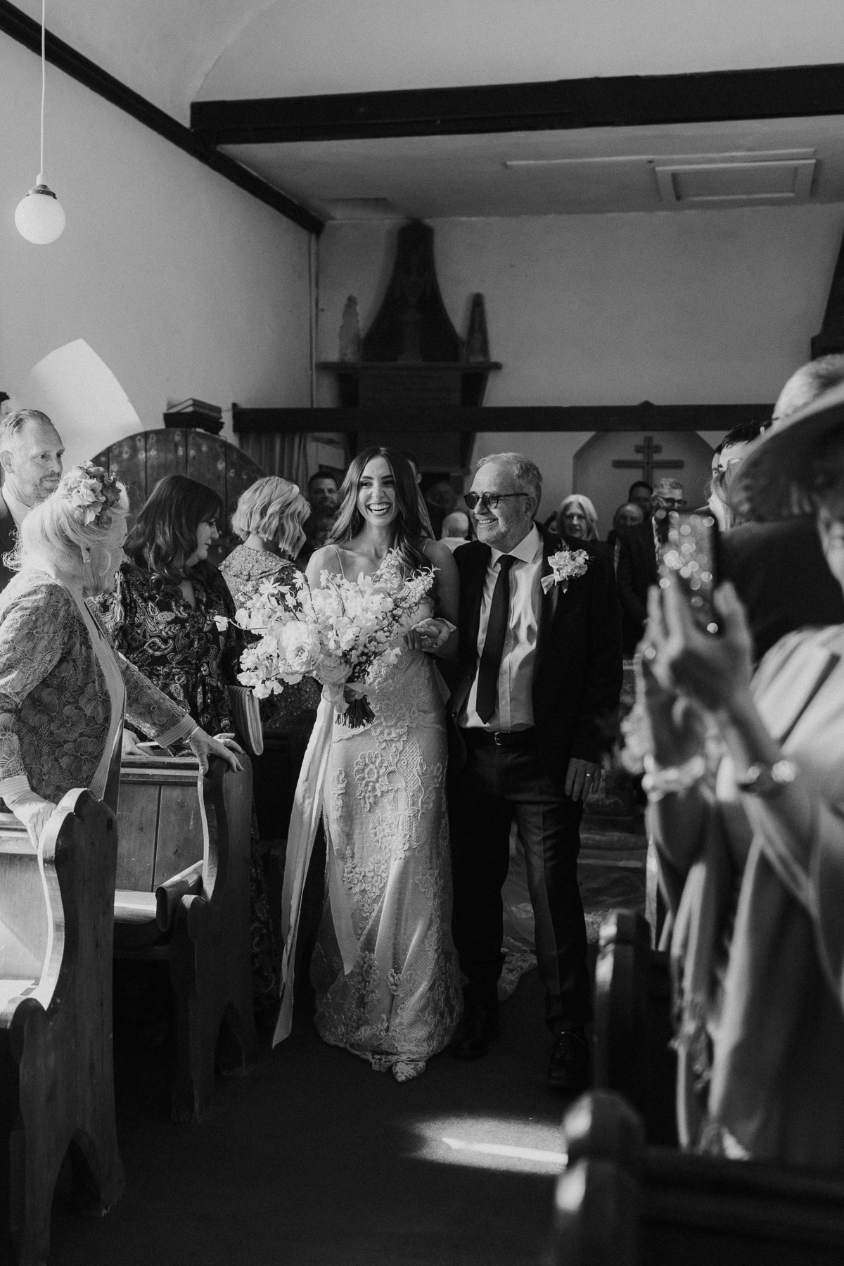 Church wedding ceremony at The magical dance floor at Dewsall Court, country house wedding venue in Herefordshire