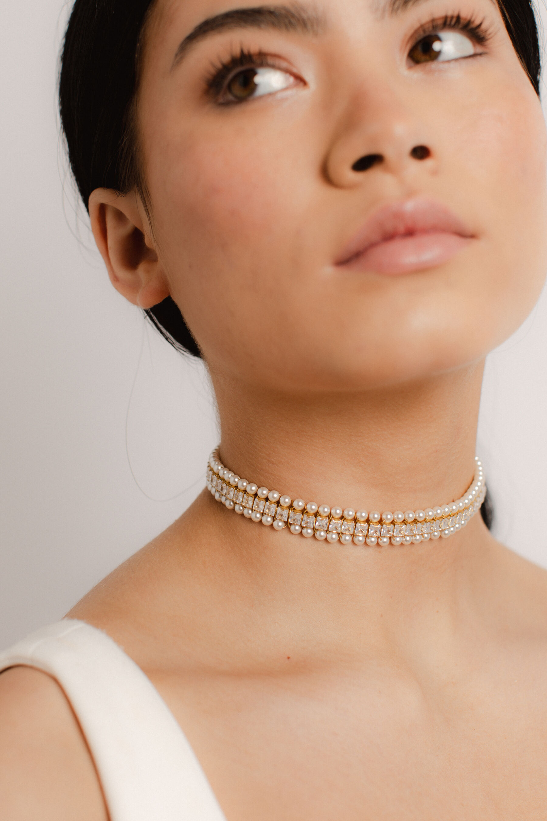 Elegance Pearl and Crystal Choker for brides by Camille