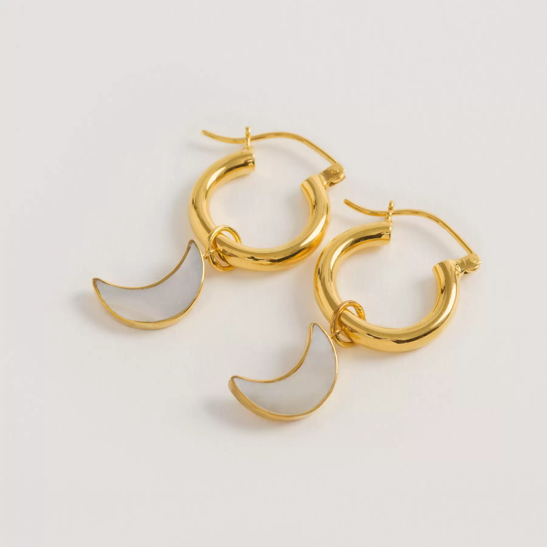 Gold Mini Hoop Earrings with Detachable Moons