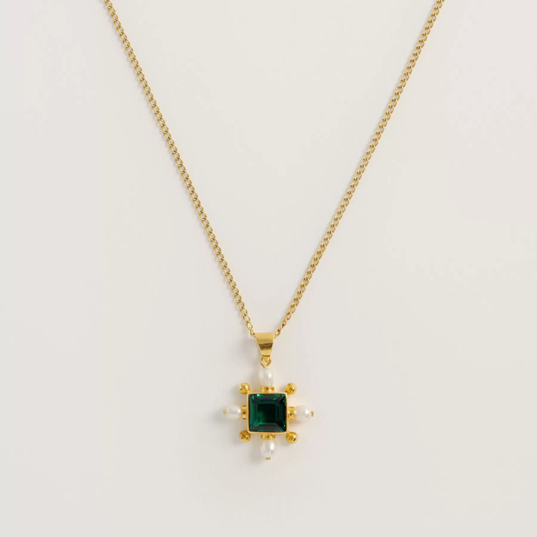 Green Quartz Cross Necklac