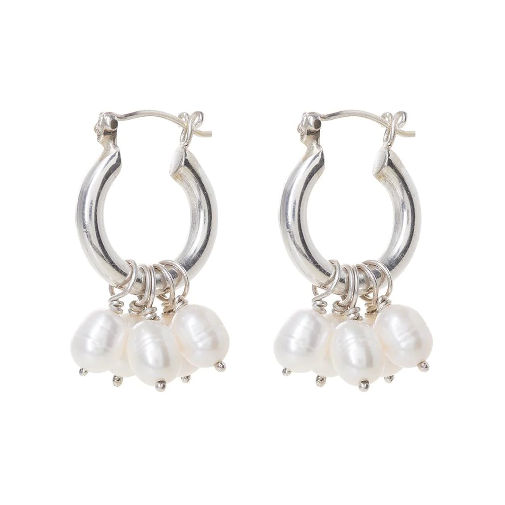 Silver Mini Hoops With Detachable Pearls
