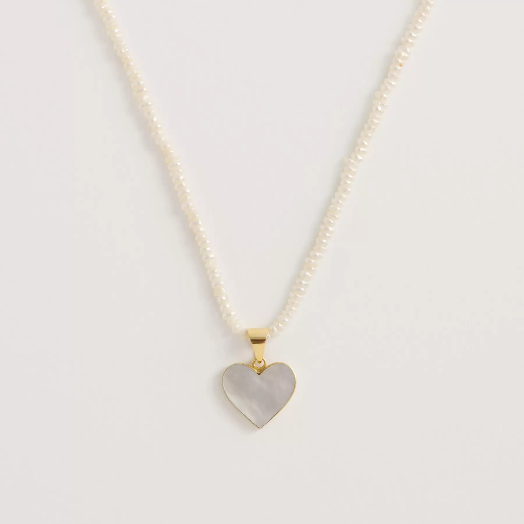 Seed Pearl Necklace With Mother of Pearl Pendant
