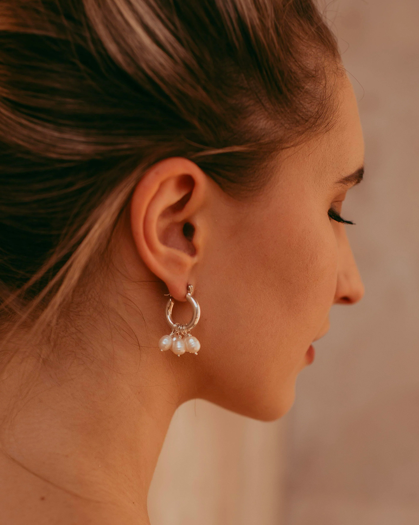 Silver Mini Hoop Earrings With Detachable Pearl