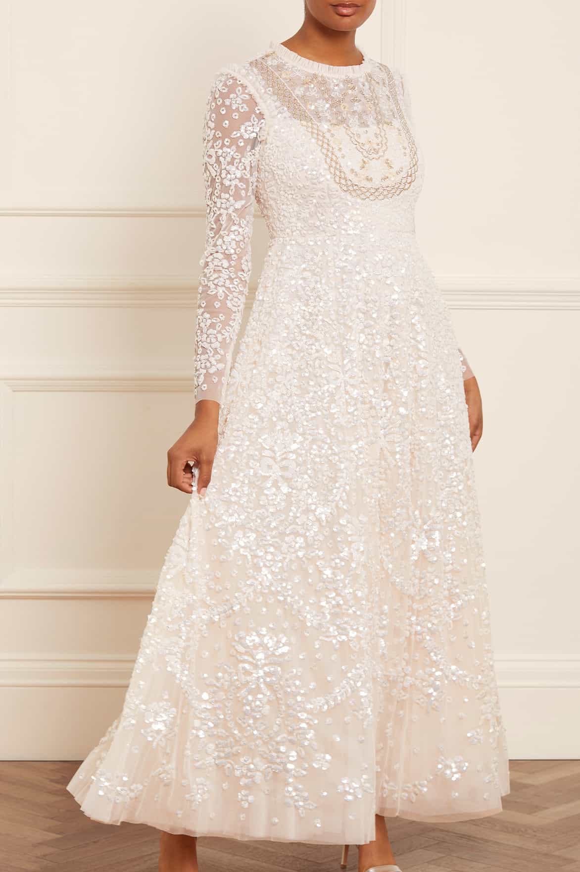 Victorian Wreath Gloss Long Sleeve Sequin & Tulle Bridal Gown