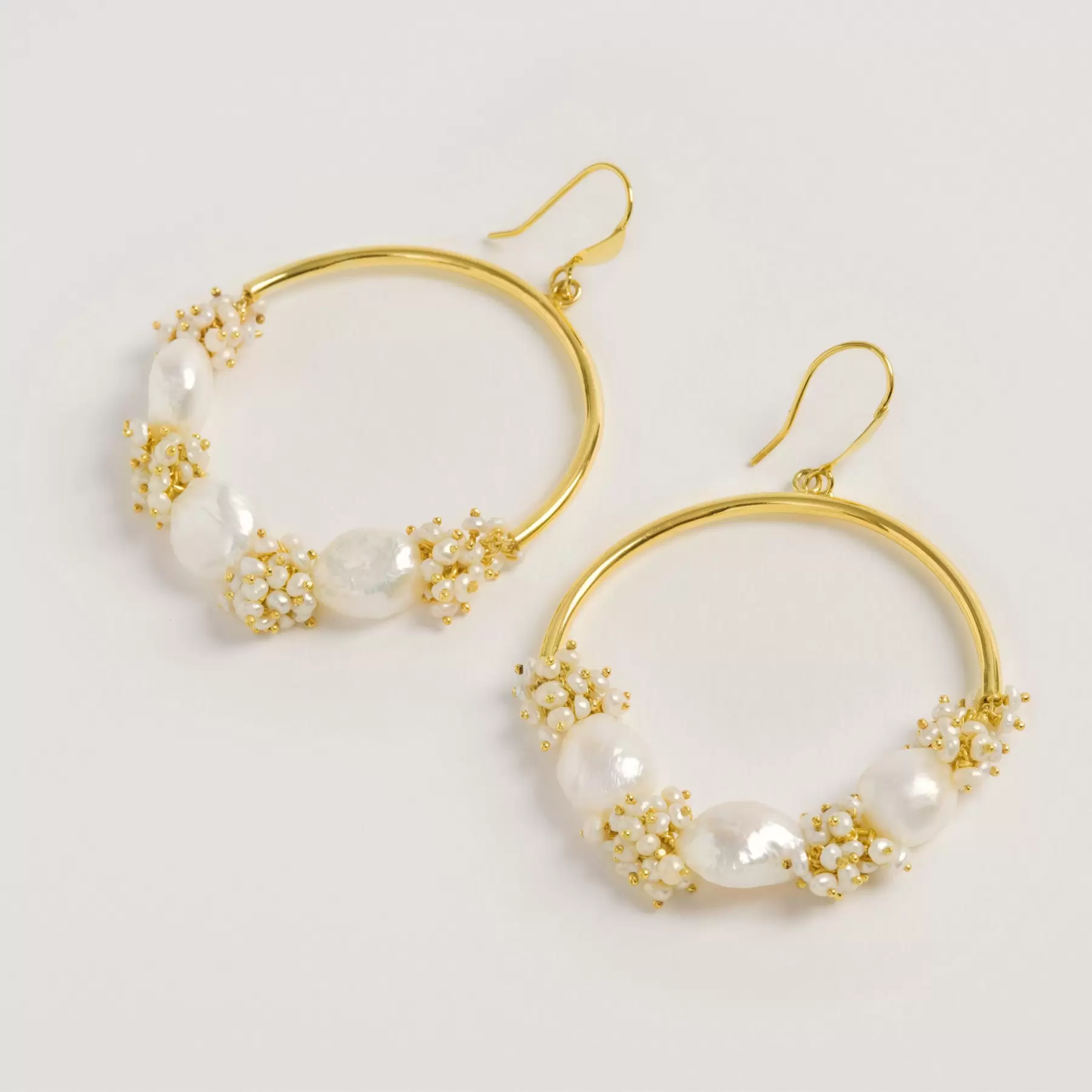 Seed & Baroque Pearl Large Hoop Earrings