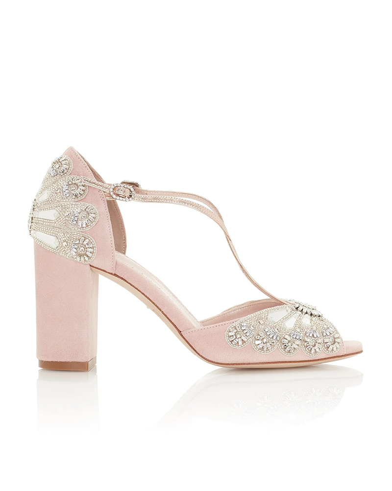 Arabella Mid Block Heel Pink Wedding Shoes