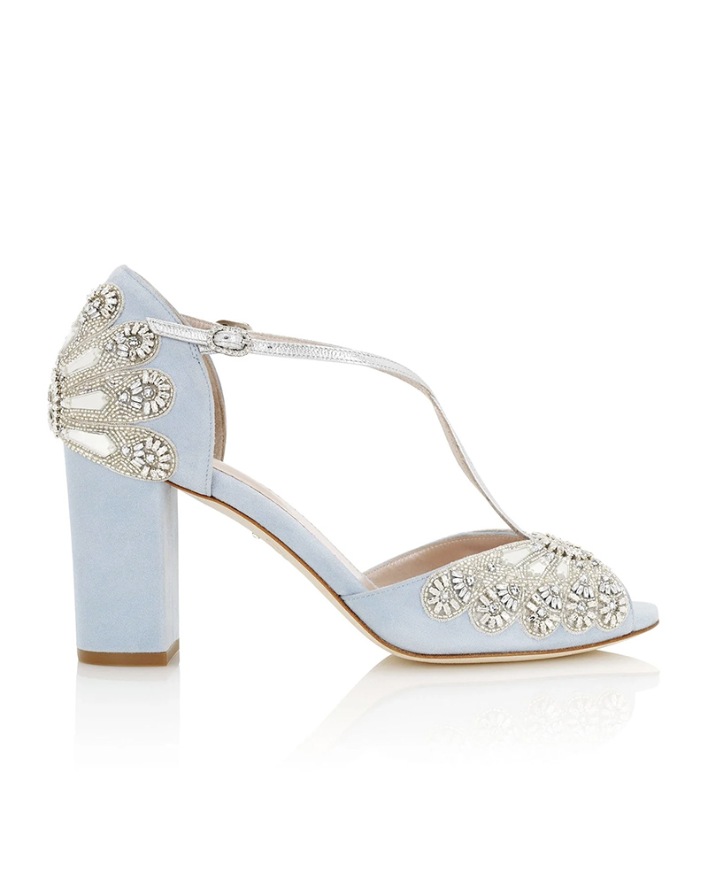 Bluebell Mid Block Heel Blue Wedding Shoes Emmy London