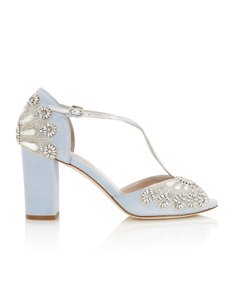 Bluebell Mid Block Heel Blue Wedding Shoes