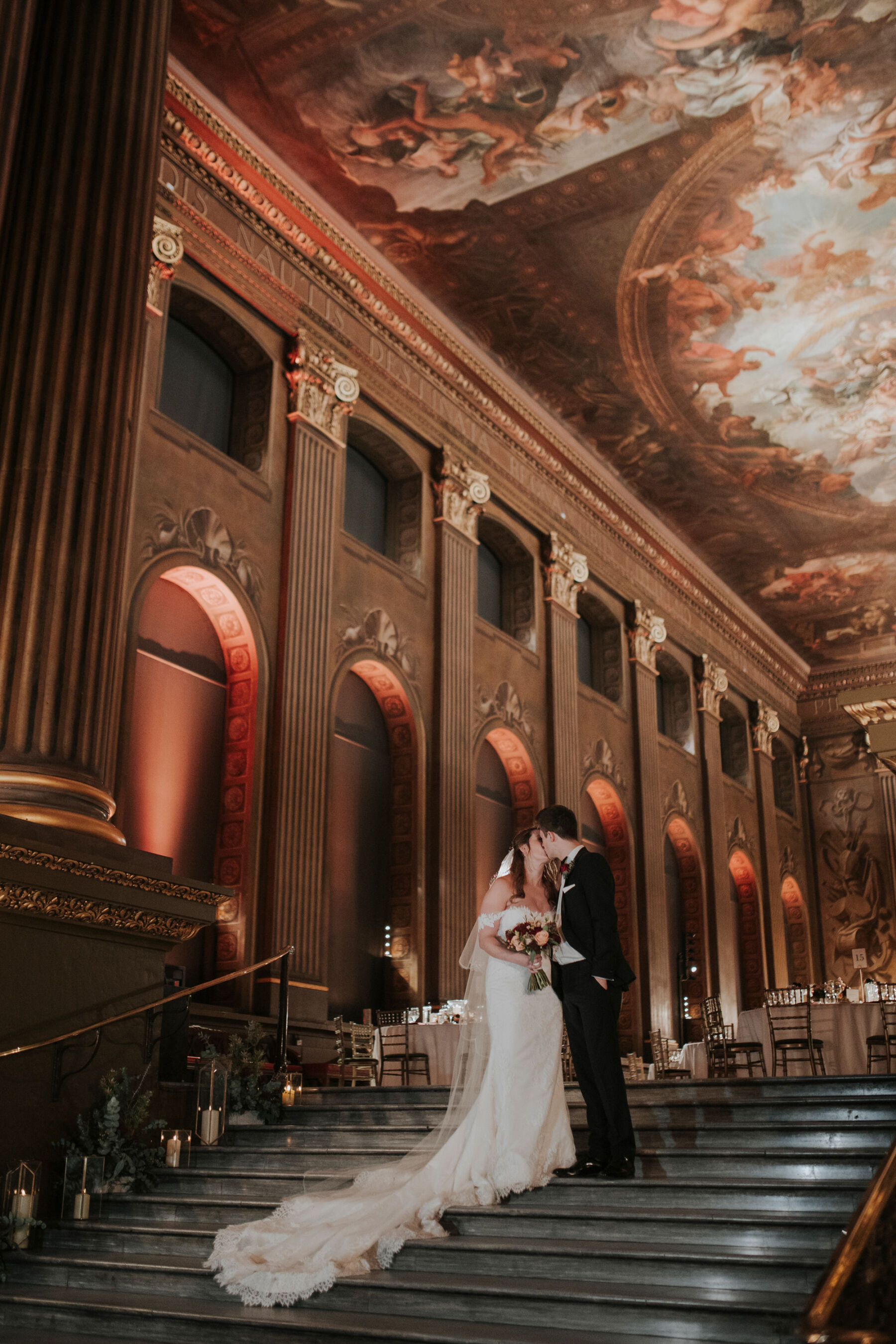 Winter Wedding Glamour in The Painted Hall at The Old Royal Naval College 28 Old Royal Naval College Wedding 89