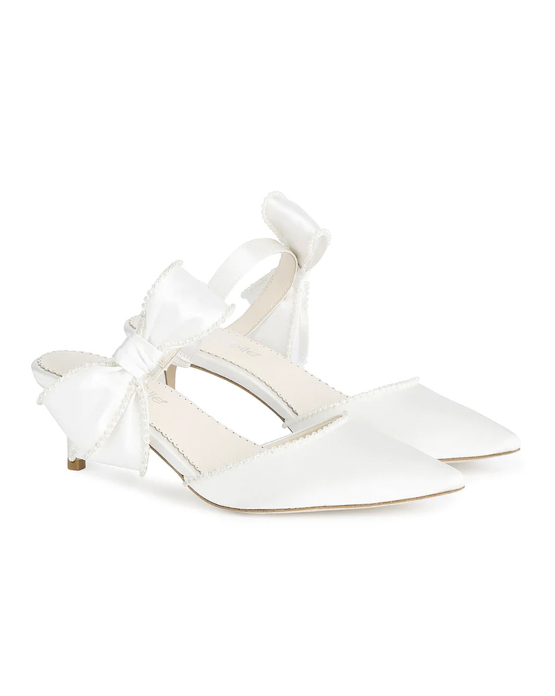 'Brooke' - Wedding Mules with Bows - Bella Belle
