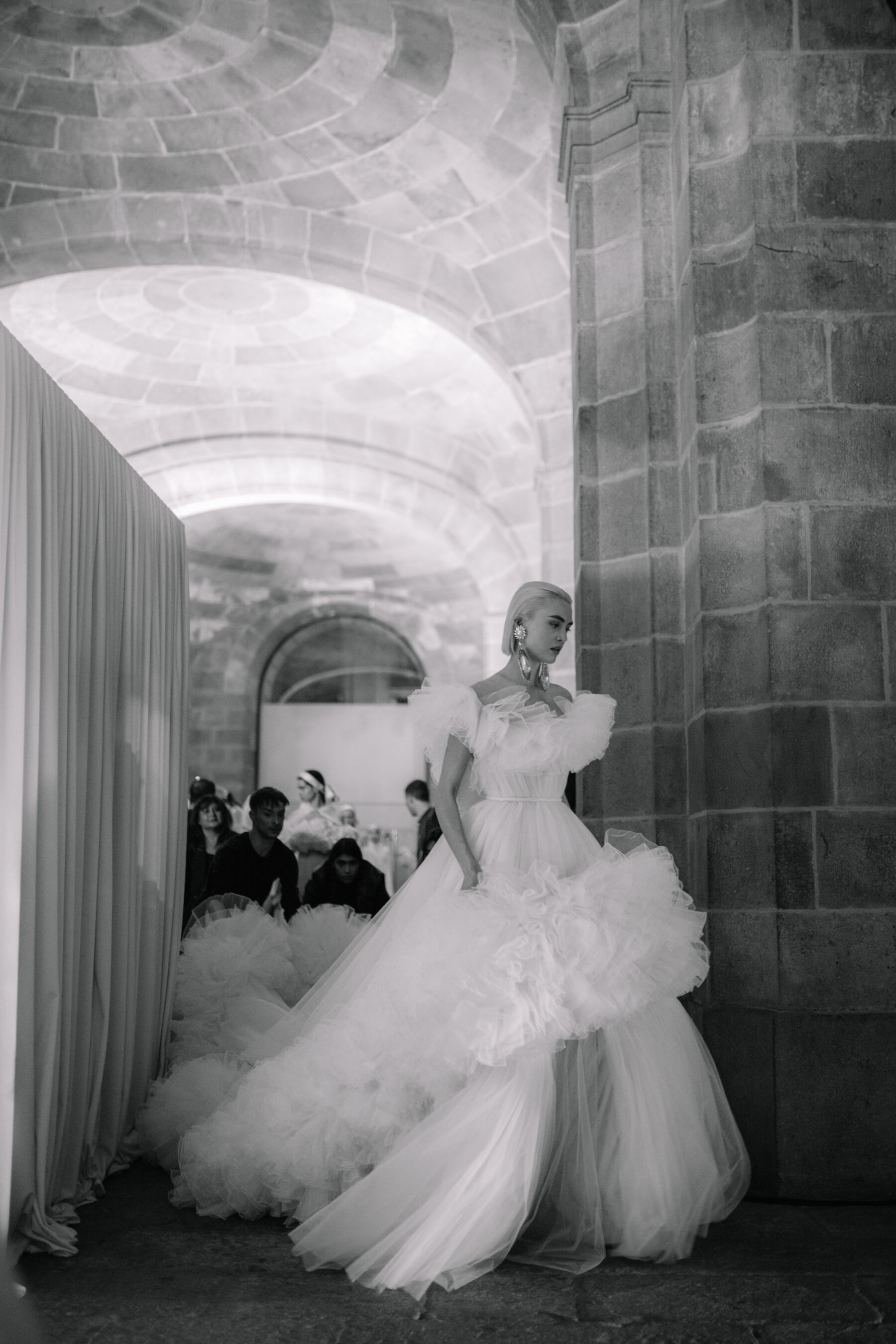 Giambattista Valli at Barcelona Bridal Fashion Week 2024.  Beautiful tulle wedding dress.