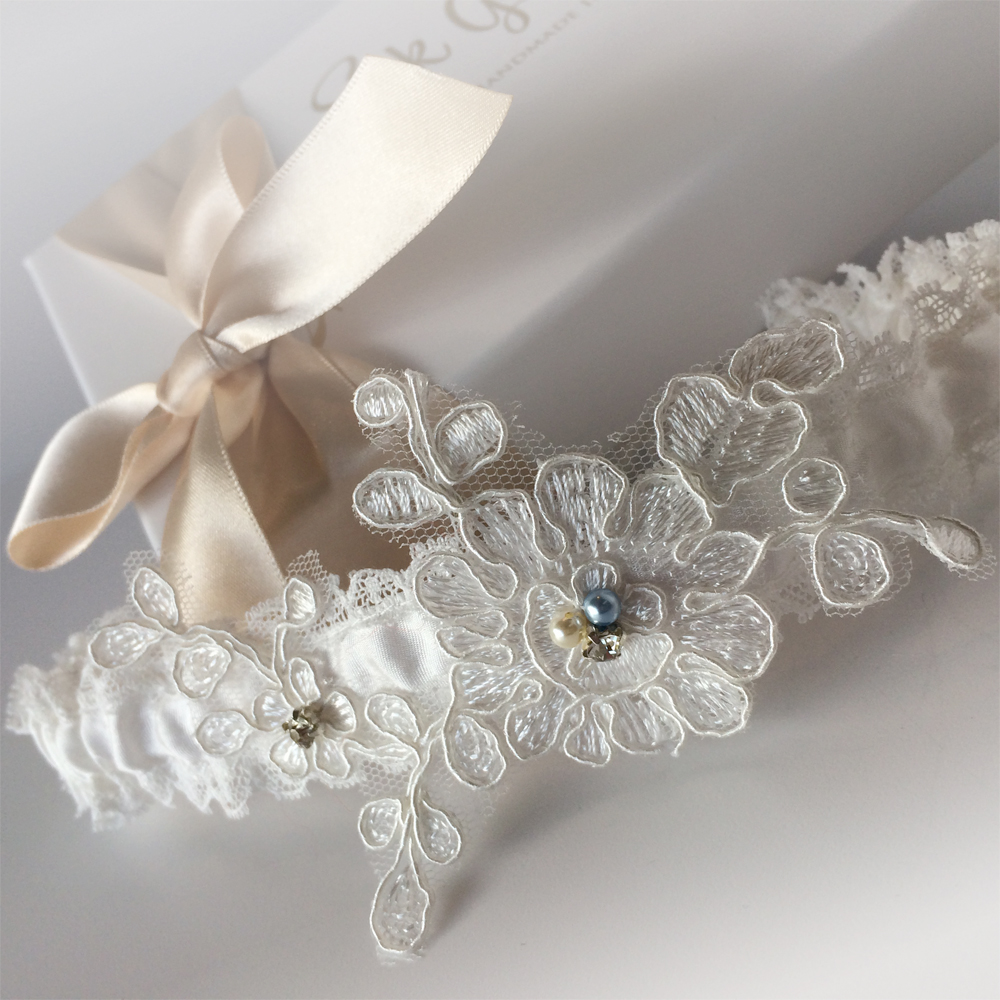 Silk Garter - handmade silk and lace wedding garters