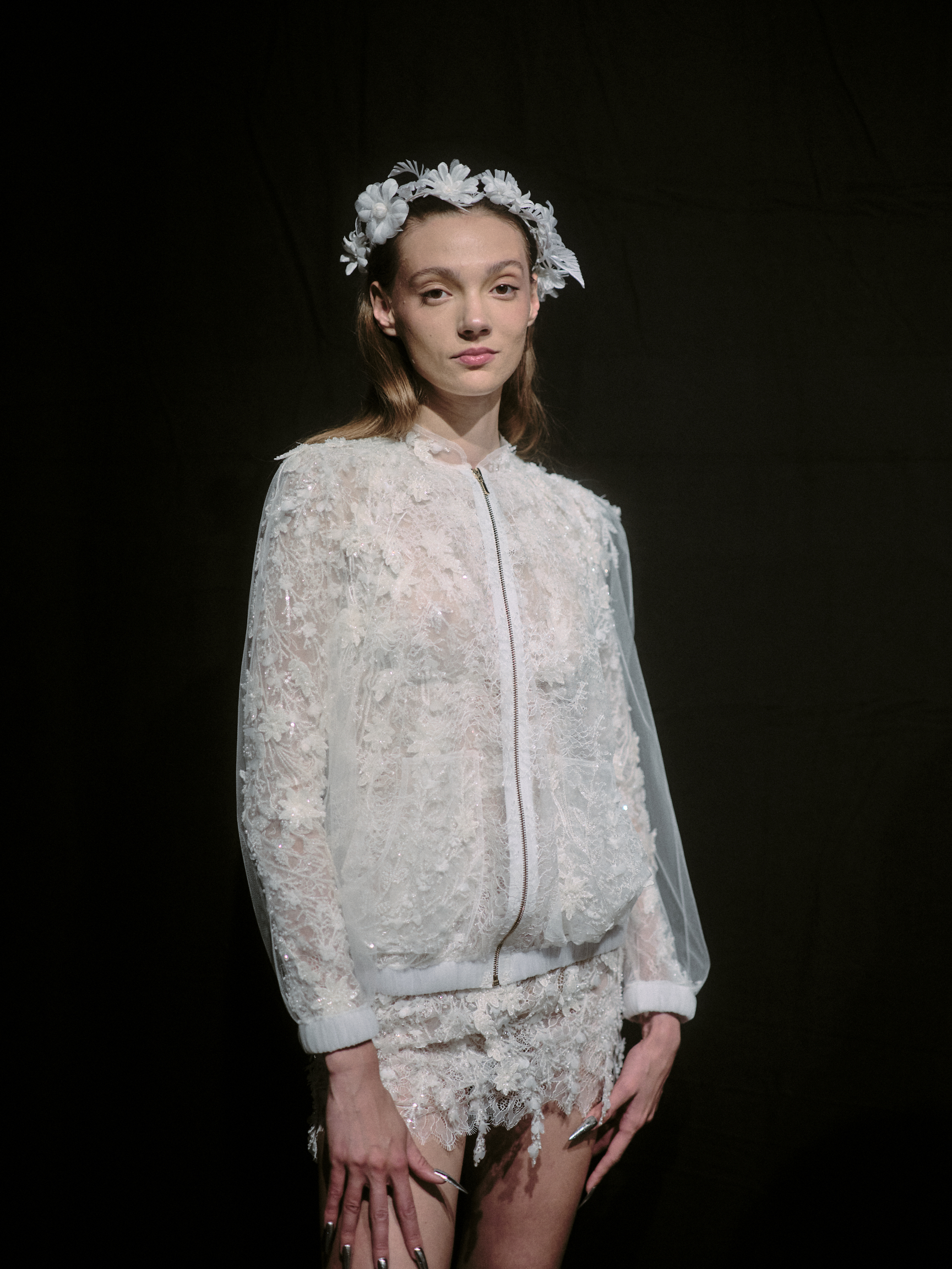 YolanCris mini wedding dress and jacket at Barcelona Bridal Fashion Week 2024