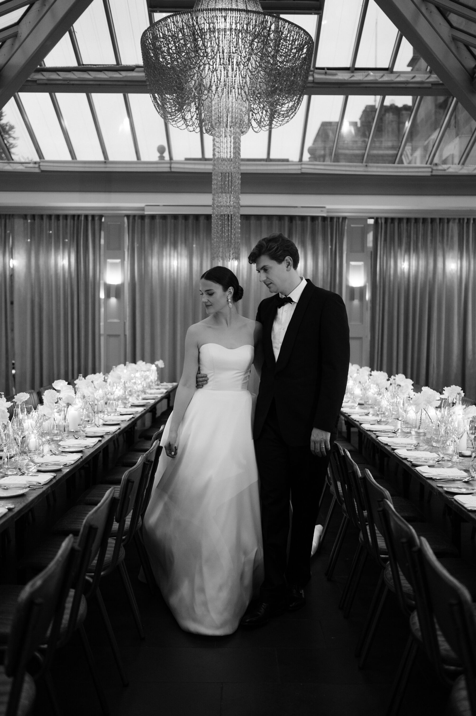 An Elegant Black Tie Wedding at Hampton Manor in Birmingham, with a Badgley Mischka Gown 52 Bride and groom captured before their guests join them for their wedding reception at Hampton Manor, Birmingham.Taylor Hughes Photography.
