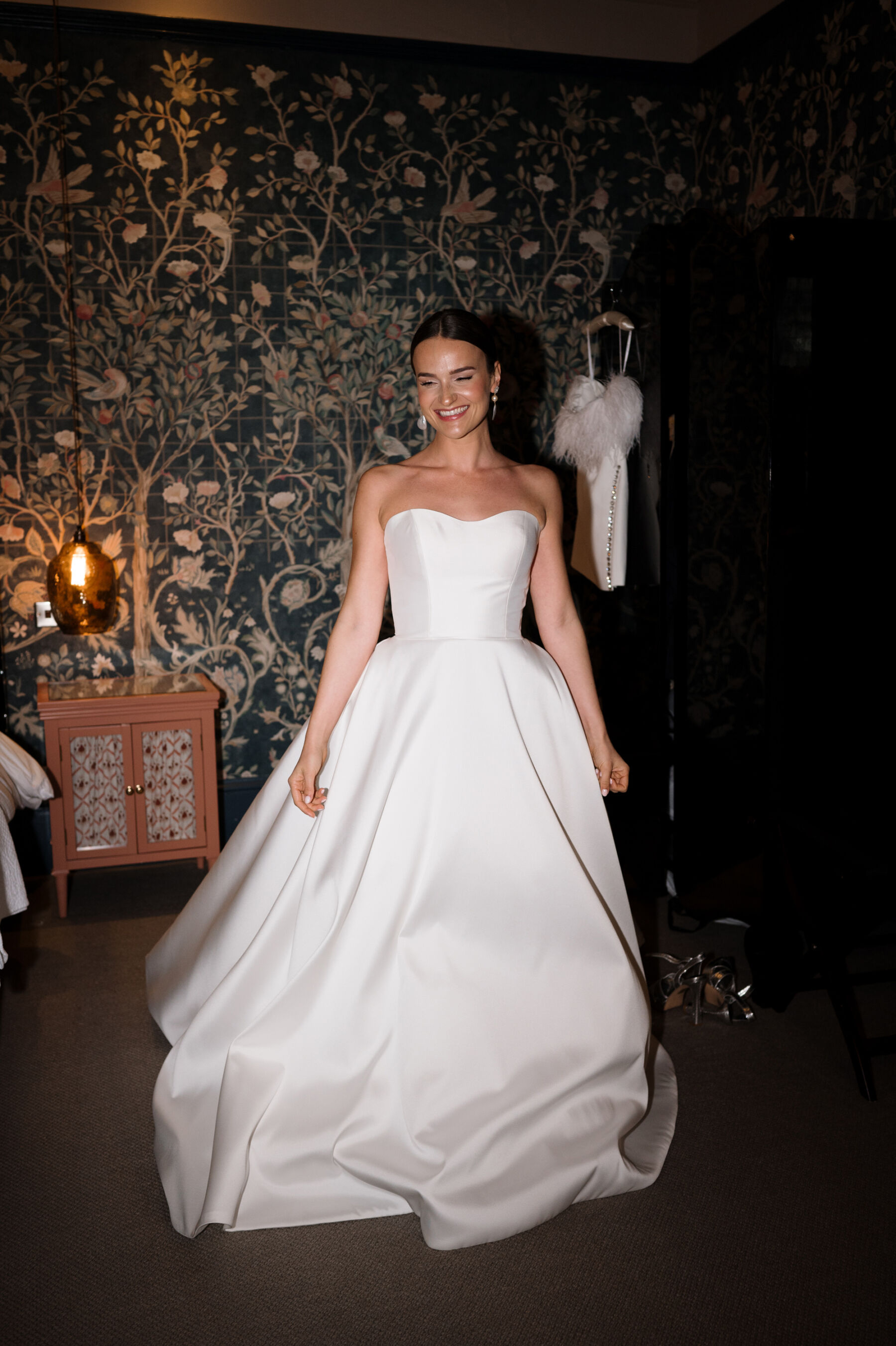 An Elegant Black Tie Wedding at Hampton Manor in Birmingham, with a Badgley Mischka Gown 24 Bride wearing a Badgley Mischka wedding dress. Hampton Manor wedding venue. Taylor Hughes Photography.