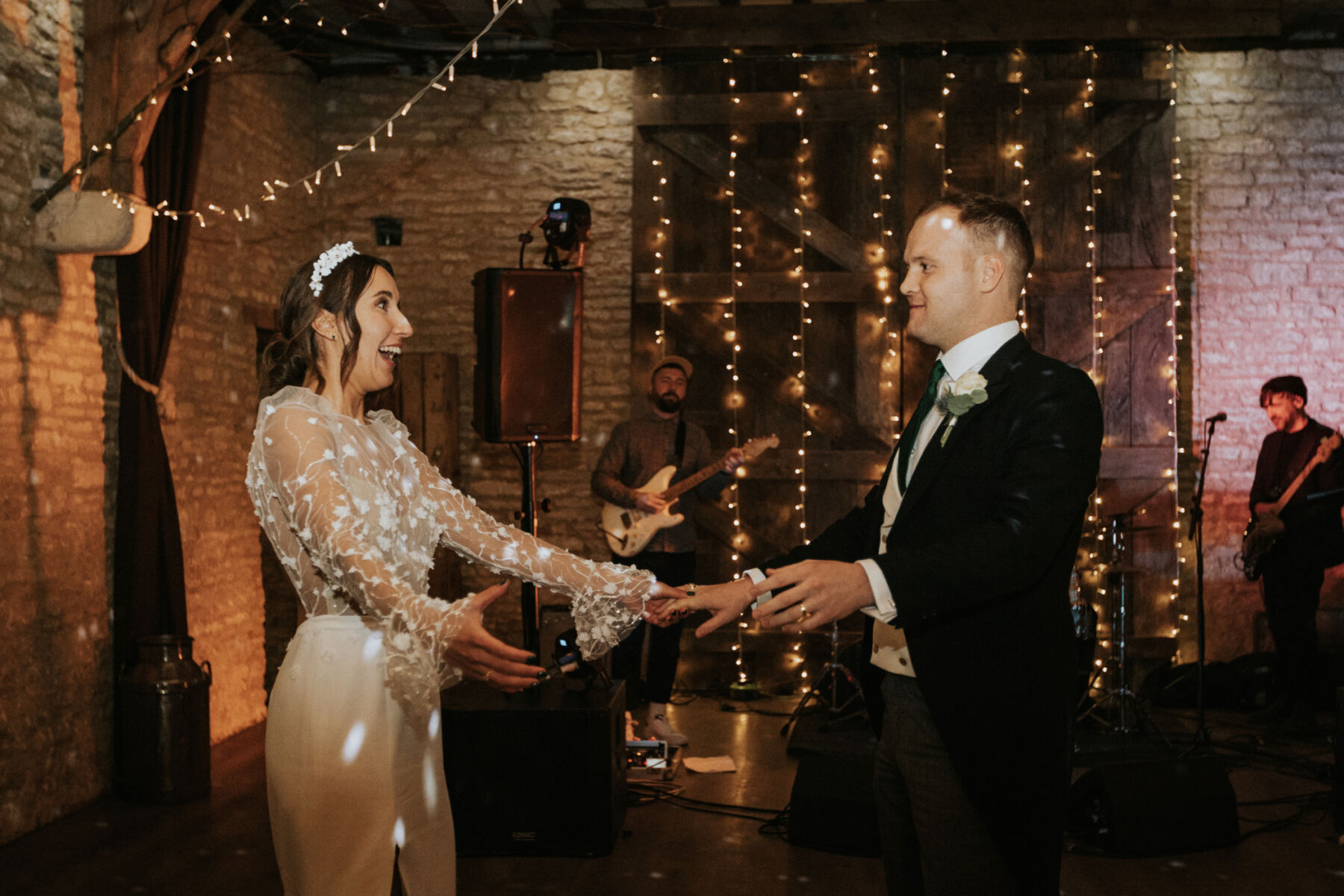 Bride wearing the Lara dress & Lunaria Veil by Rime Arodaky, from The Mews Bridal boutique.