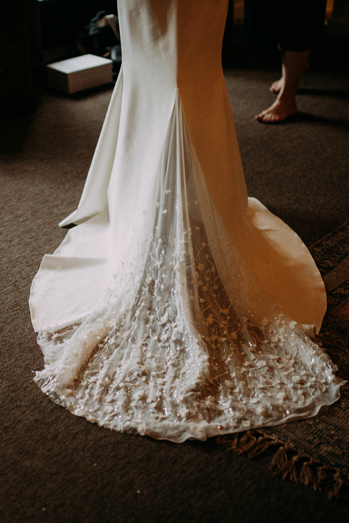 Bride wearing the Lara dress by Rime Arodaky, from The Mews Bridal boutique.