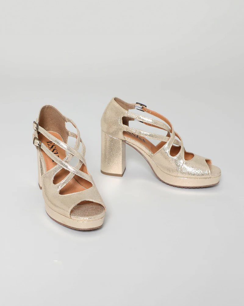 Esska Valentina Platinum Vegan Block Heels