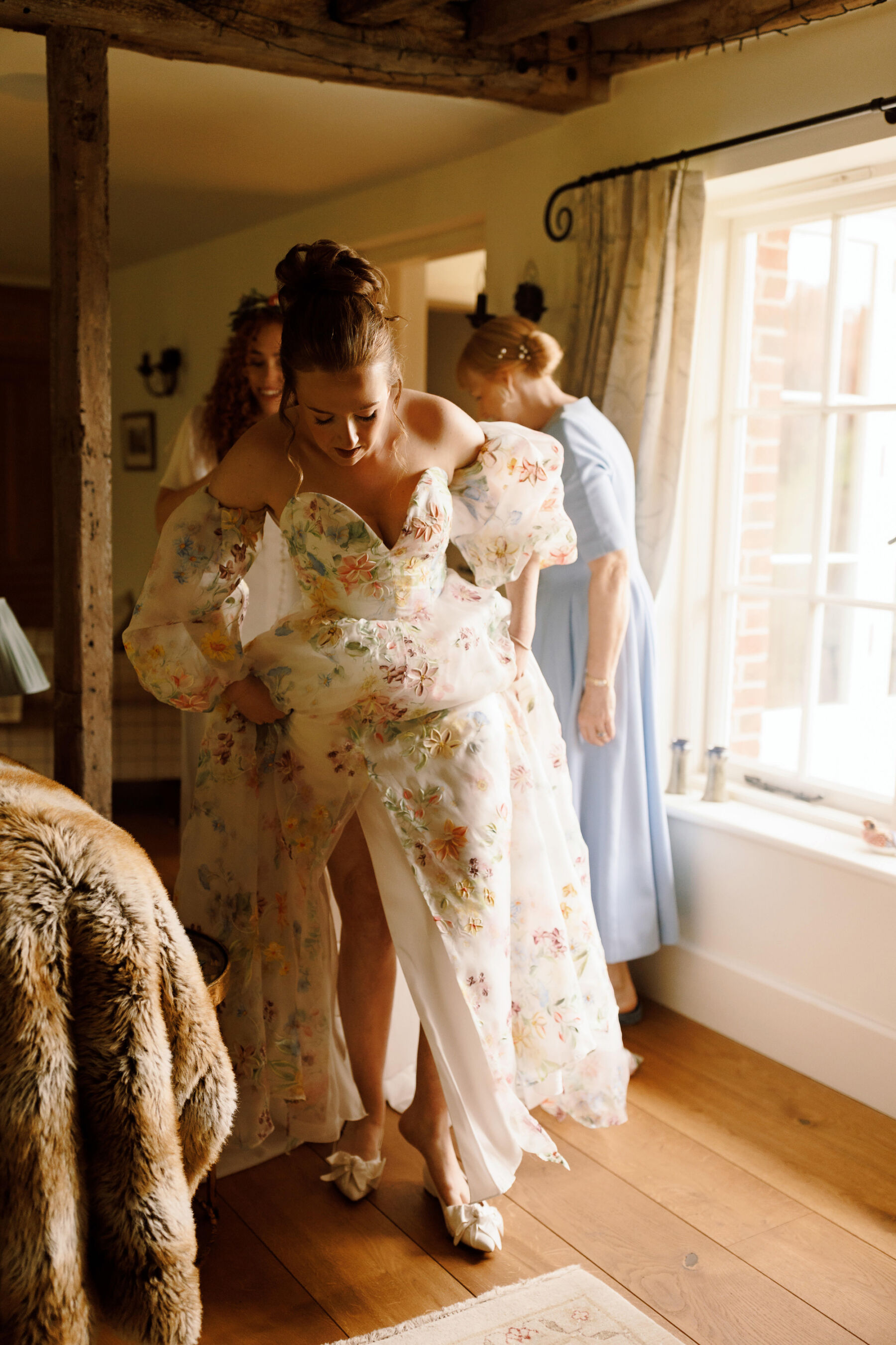 A Whimsical Tipi Wedding Inspired by A Midsummer Night's Dream with a House of Savin Floral Dress 14 117 Tipi Wedding House of Savin Bridal Gown