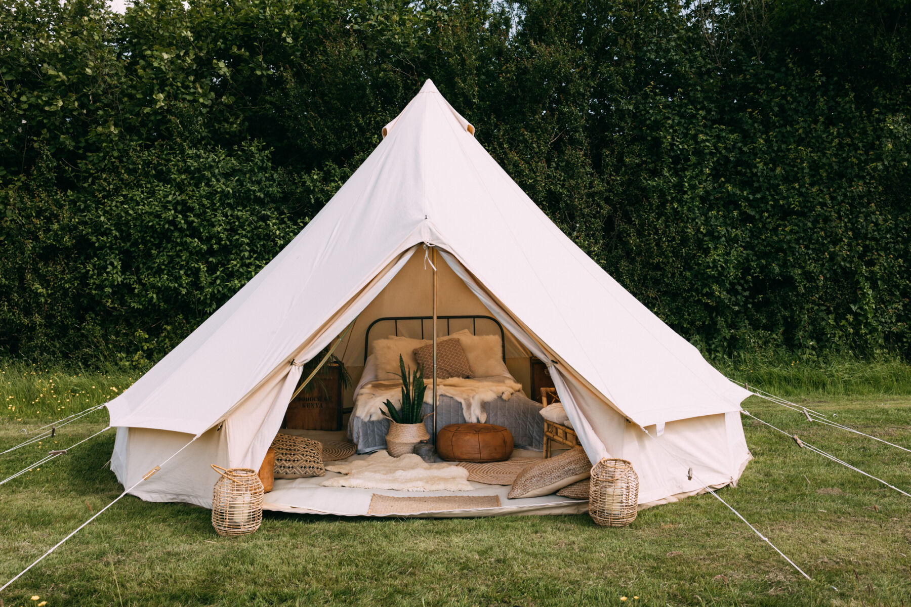 Wickerwood Farm, an Eco Friendly, Glamping Wedding Venue in East Sussex 22 Bell tent inside a field at Wickerwood Farm wedding venue, East Sussex.