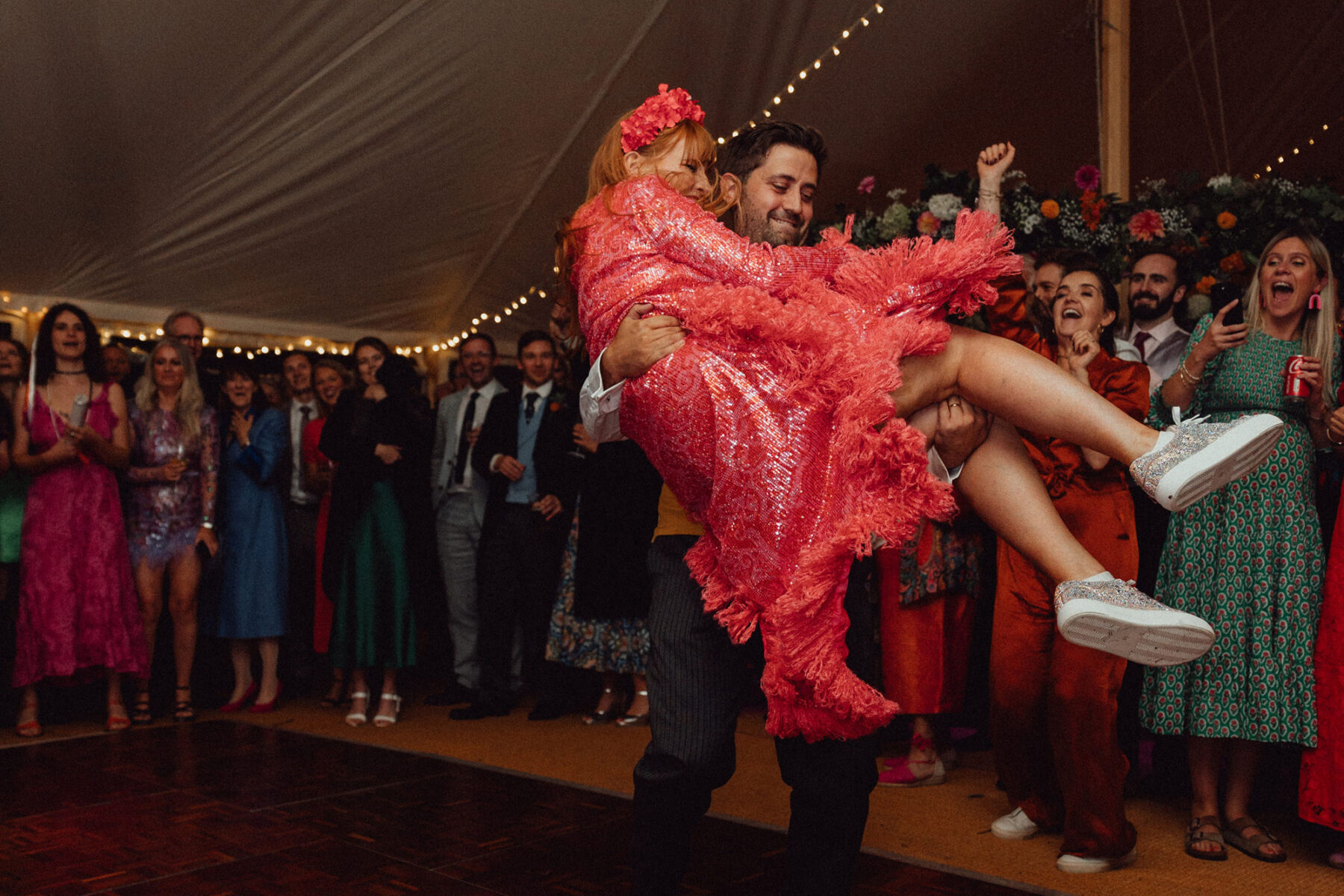 Bride in a red dress