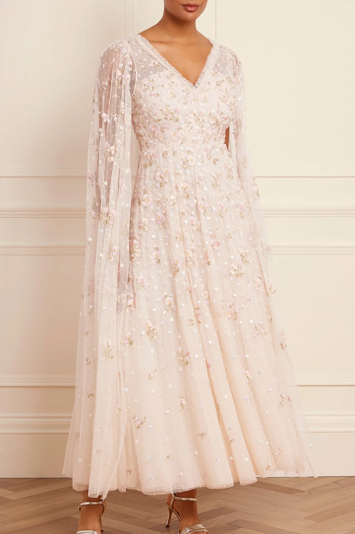 Dahlia Ditsy Ankle Gown in Cream