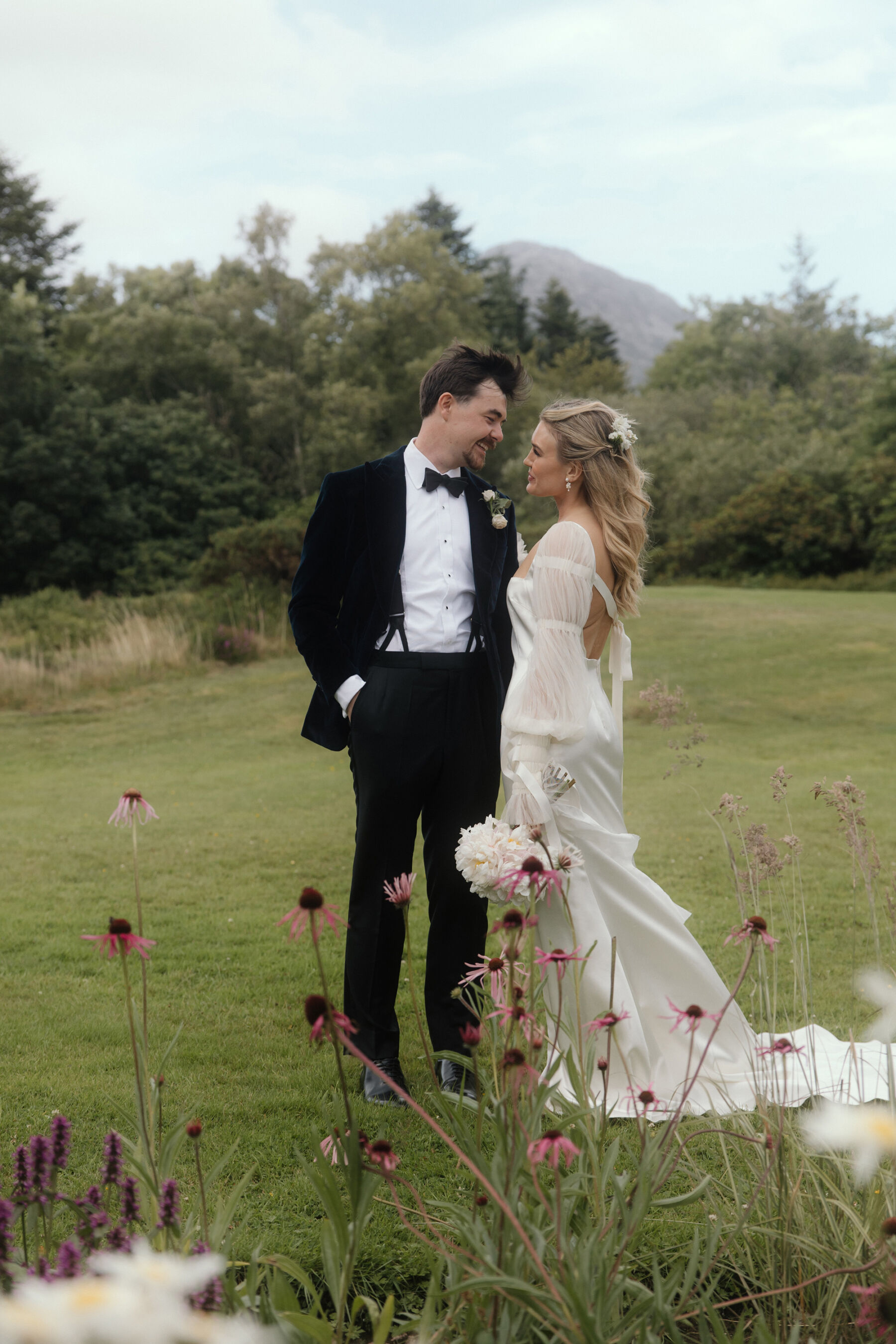 Romantic Ballynahinch Castle Wedding: Ciara in Danielle Frankel 26 134 Emilia Wickstead Bride Ballynahinch Castle Wedding