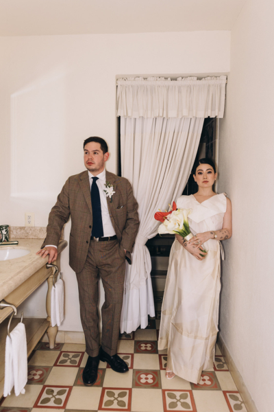 Two Vintage Issey Miyake Dresses for a Modern Mexican Wedding