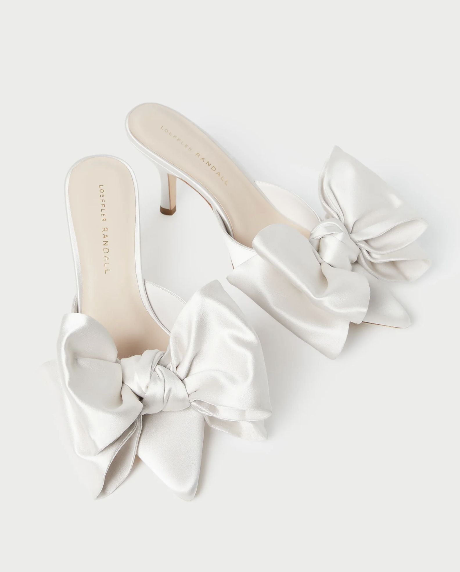 Margot Cream Satin Bow Bridal Mules