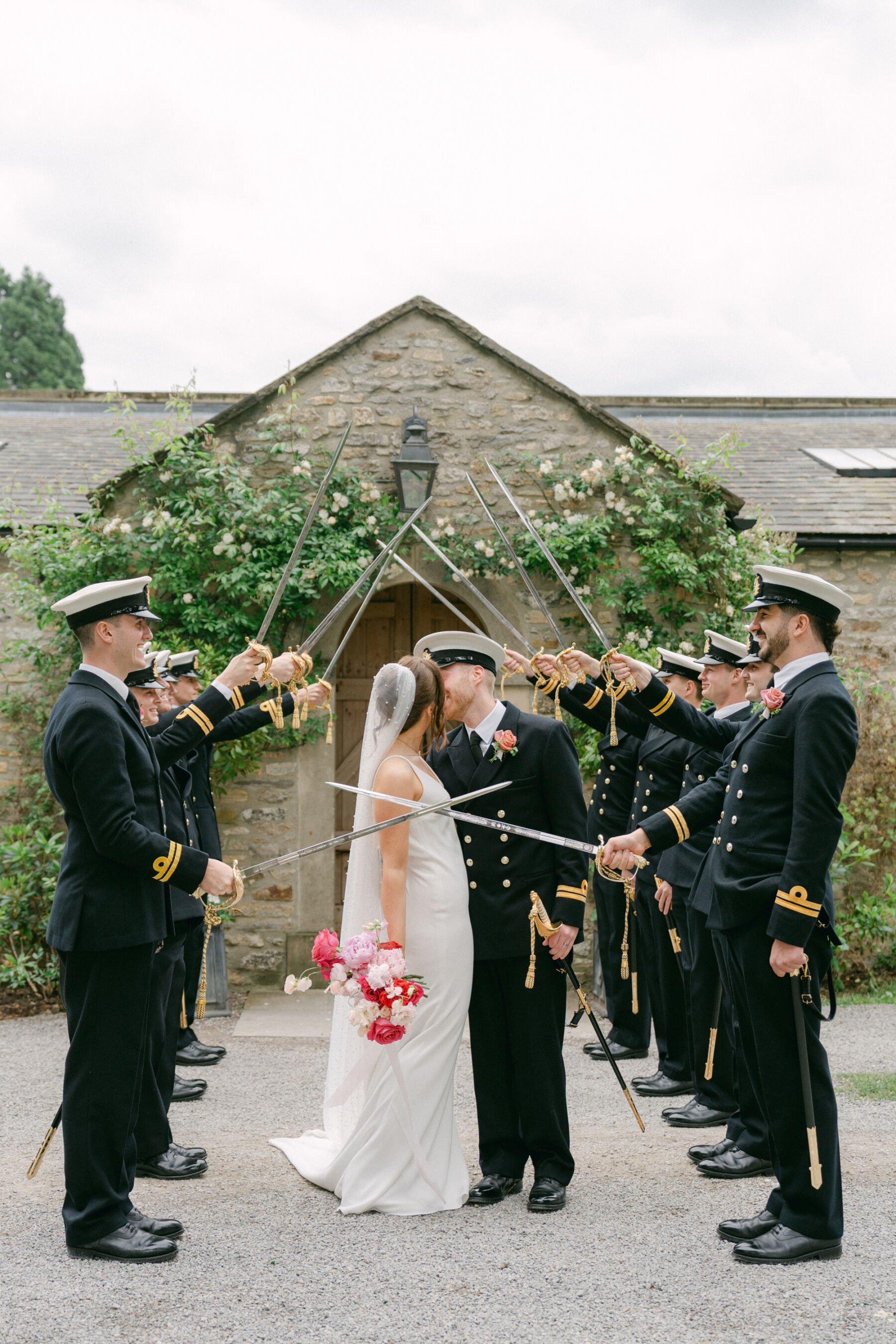 Navy officer's wedding in military uniform. 