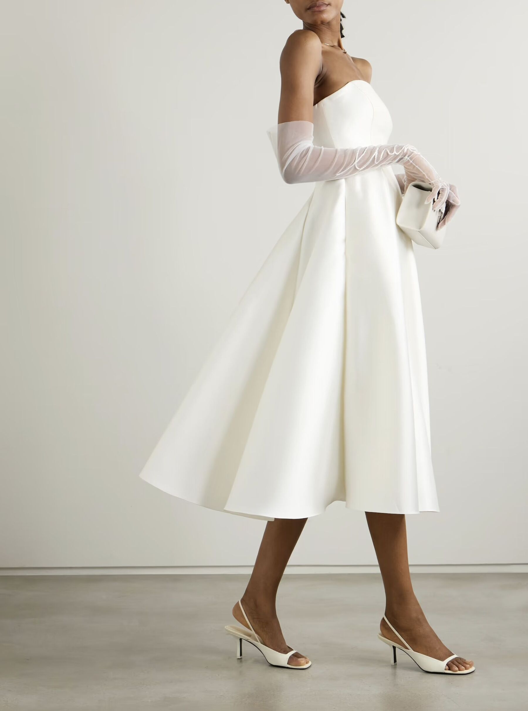 Strapless Mikado Bridal Midi Dress Halfpenny London