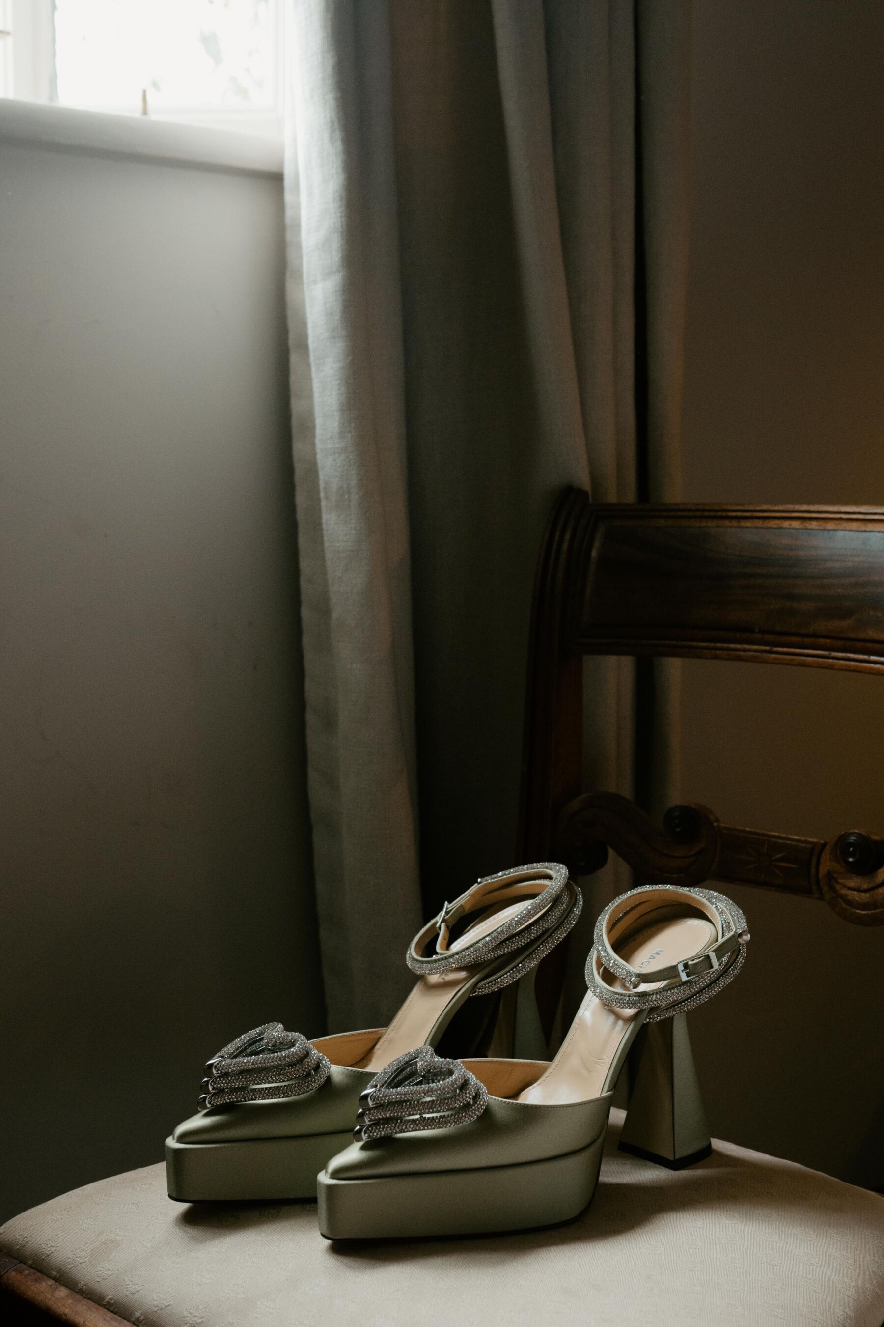 Mach & Mach green platform wedding shoes.
