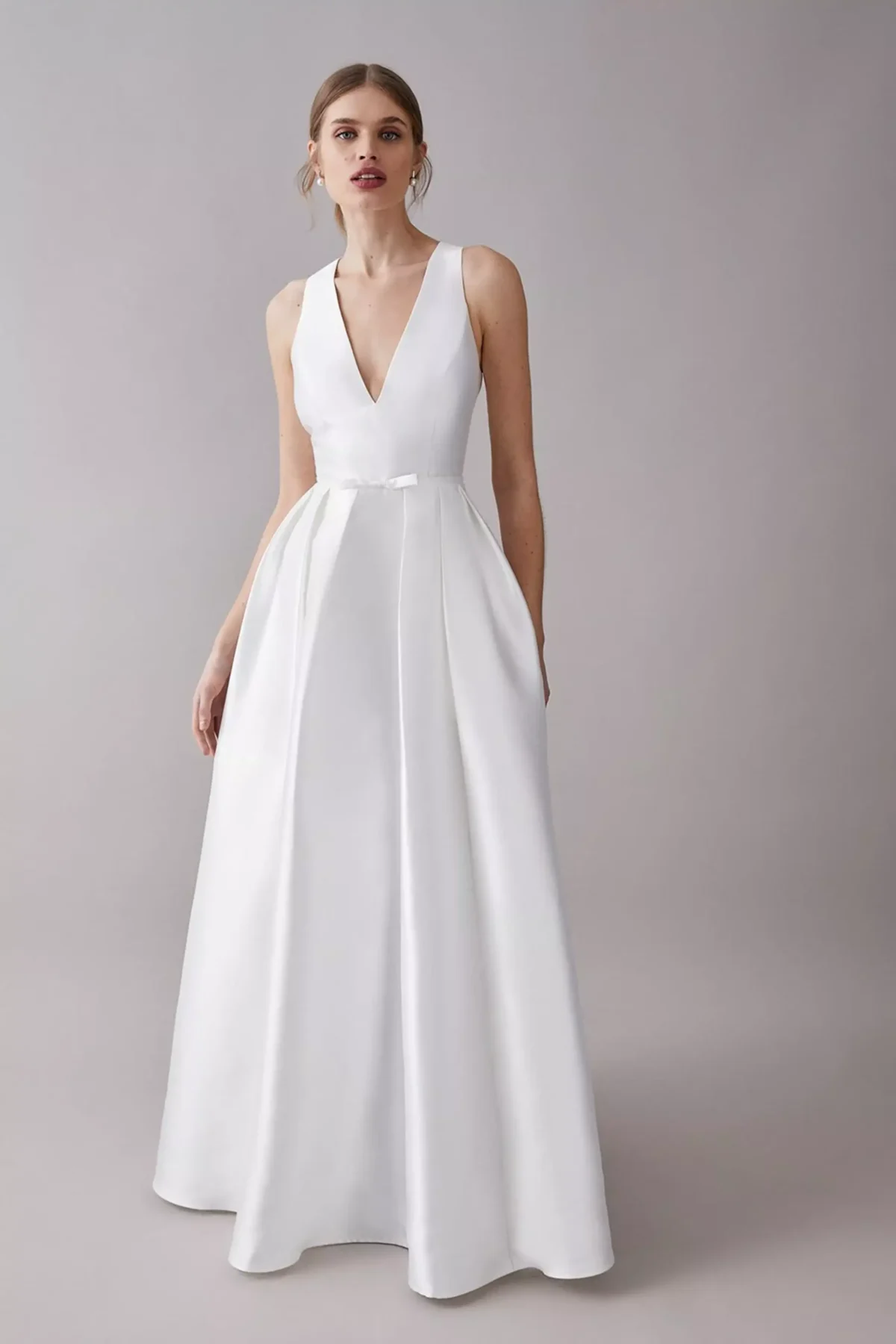 Coast Plunge Neck Bow Waist Maxi Dress With Pockets - Shop by Brand Coast Plunge Neck Bow Waist Maxi Dress With Pockets