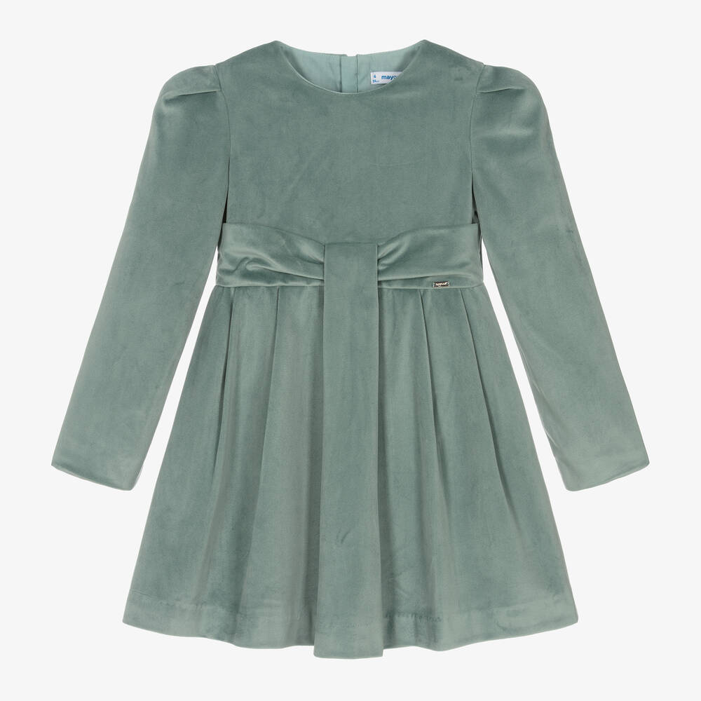 Girls Green Velvet Dress