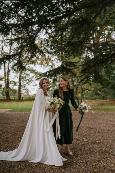 Phoebe in Jesus Peiro for her Elegant November Wedding at Aswarby Rectory