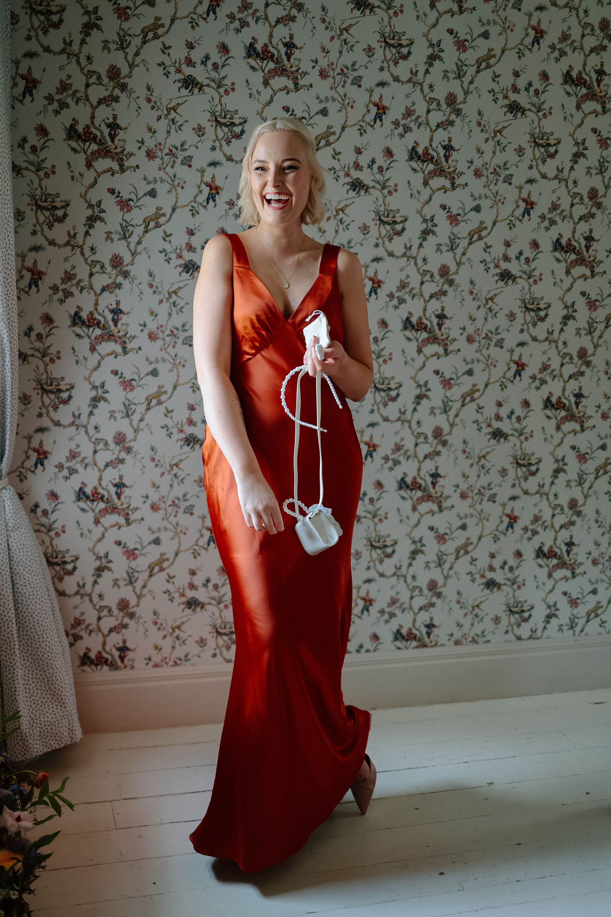 Bon Bride Elegance for a Stylish Healey Barn Wedding in Northumberland 21 Burned orange dress by Rewritten bridesmaids.