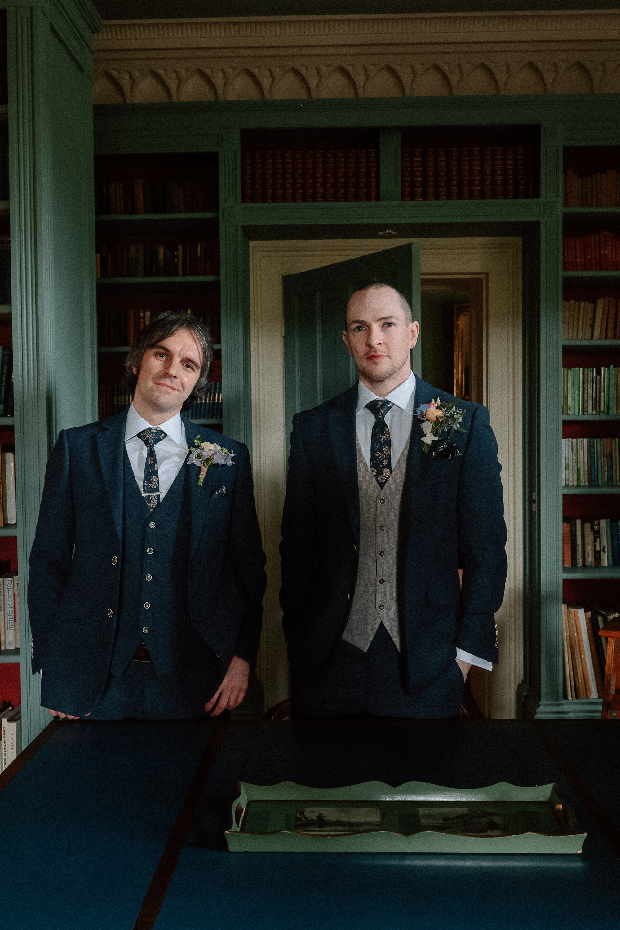 Bon Bride Elegance for a Stylish Healey Barn Wedding in Northumberland 22 Groom and his best man wearing suits from Master Debonair.