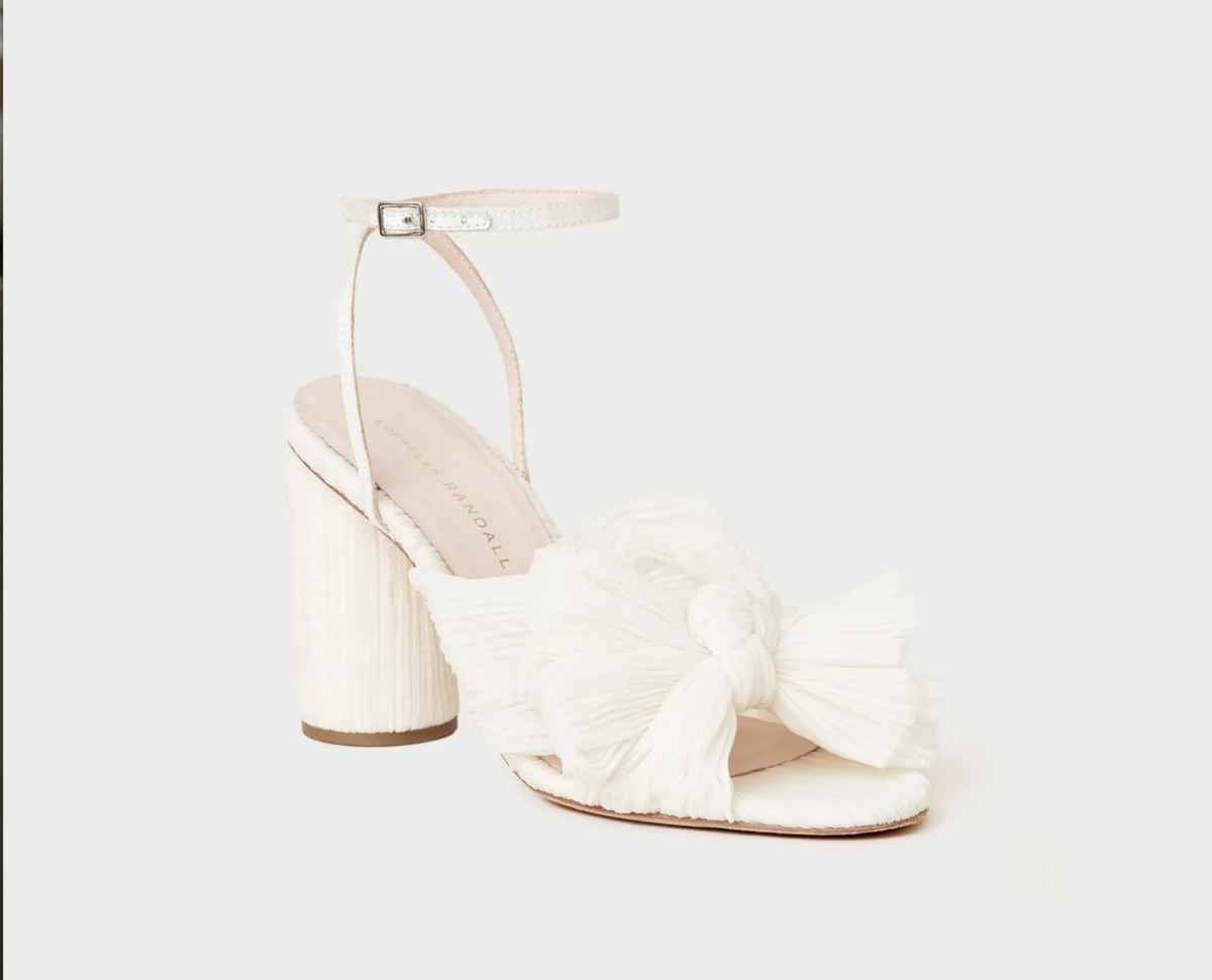 Camellia Pearl Pleated Bow Heel